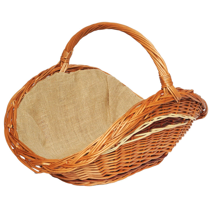 Kaminholzkorb aus Weide Kaminkorb Holzkorb mit Jute Weidenkorb Holz Kamin Kaminholz (Hellbraun, Typ