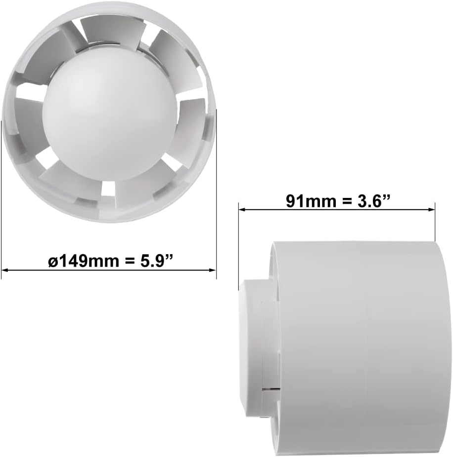 EUROPLAST Ø 150mm Rohrventilator Rohrlüfter Kanallüfter Zwischenbau Lüfter Ventilator Einschublüfter