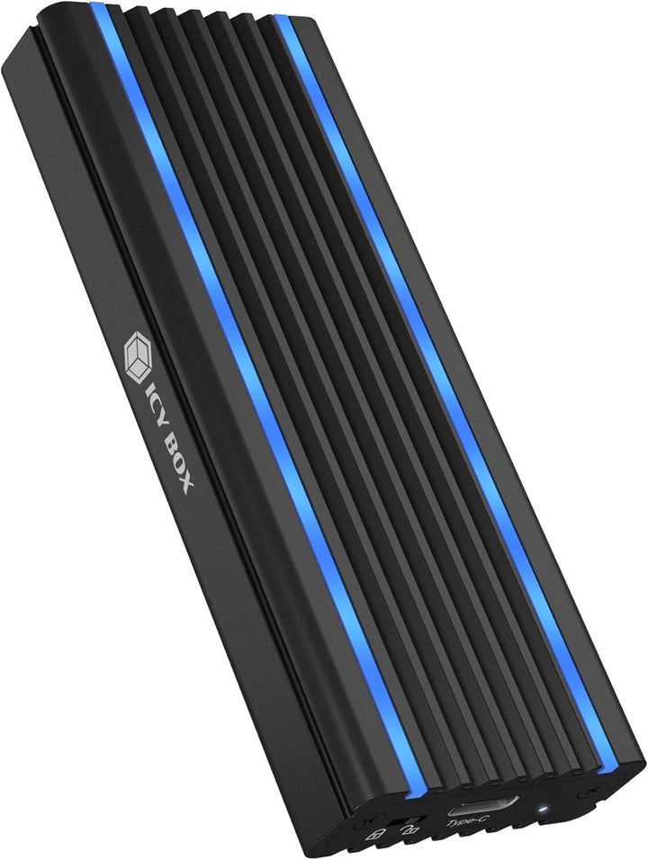 ICY BOX Type-C Gen 2 zu PCIe NVMe M.2 Gaming Gehäuse & SSD M.2 NVMe Gehäuse mit RGB LED Beleuchtung,