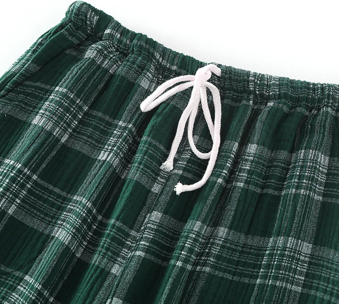 STMAHER 2er Pack Herren Schlafanzughose Baumwolle Pyjamahose Herren Lang Pyjamahose Karierte Nachtwä
