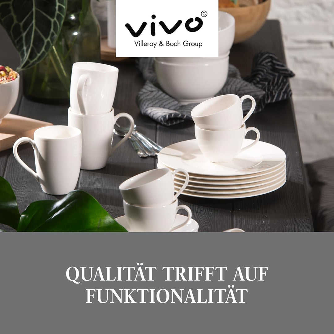 vivo by Villeroy &amp; Boch – Basic White Tassen Set, 6 Personen, spülmaschinenfest, 260ml, Kaffeebecher