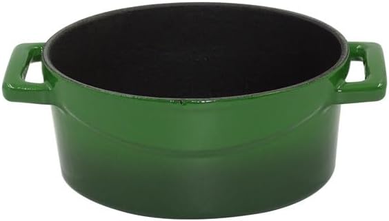 Pentole Agnelli Slowcook Ovaler Schmortopf aus Gusseisen mit 2 Griffen, grün, 12 cm 12 x 9 Cm Grün,