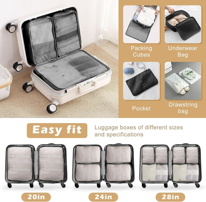 Koffer Organizer Set 13-teilig, Wasserdicht Packing Cubes, Multifunktionale Travel Packwürfel, Koffe