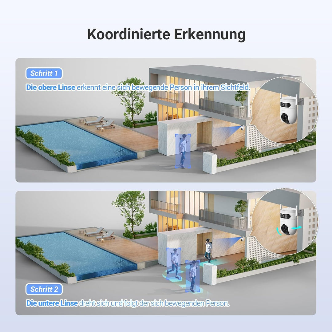 EZVIZ 4G &amp; WLAN 6 Überwachungskamera Aussen, 3K+3K Dual-Lens, 360° Pan &amp; Tilt Überwachung Outdoor, K
