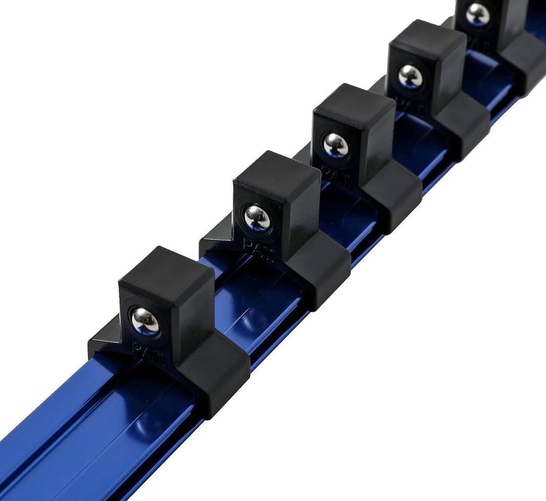 ARES 60041-3-Piece 17-Inch Blue Aluminum Socket Rail Set - 1/4-Inch, 3/8-Inch, and 1/2-Inch Drive So