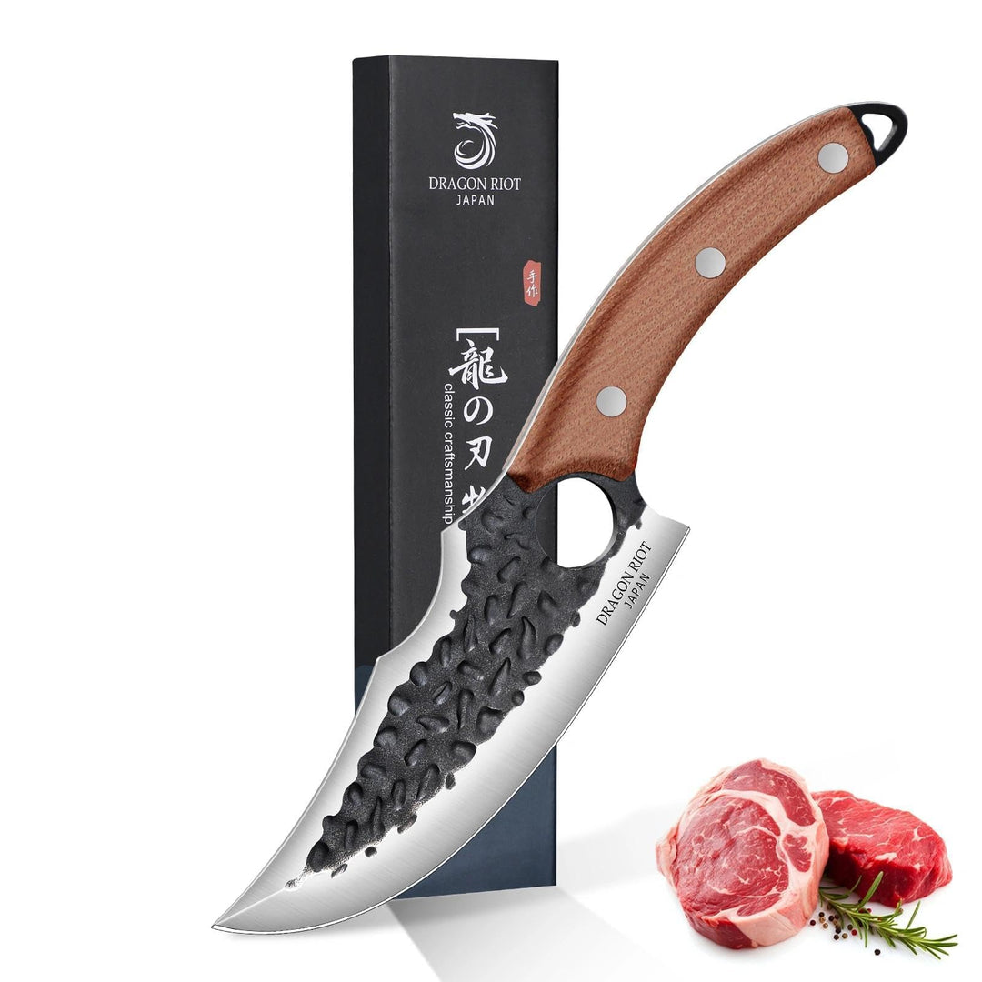 DRAGON RIOT Wikinger-Messer zum Fleischschneiden, Geschmiedetes Japanisches Küchenmesser - Scharf Gr