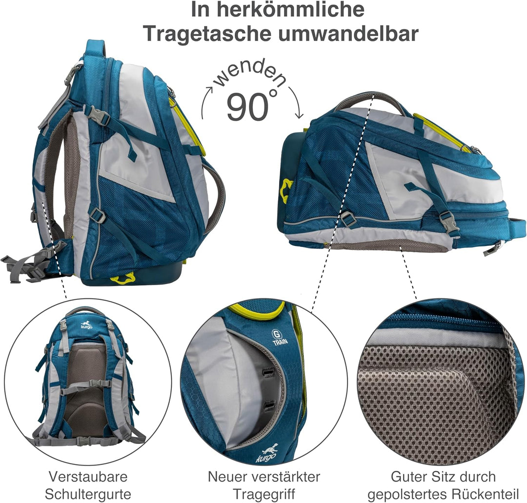 Kurgo G-Train Hunderucksack, Mit integriertem Haustierfach, Wasserfester Boden, Für Haustiere bis zu