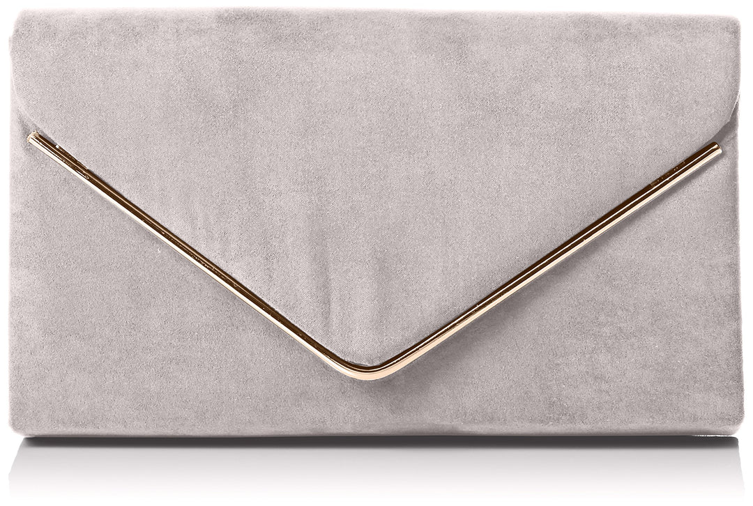SwankySwans Oscar Envelope Suede Velvet Party Prom Clutch Bag Tasche Grau (Grey 03), Grau (Grey 03)