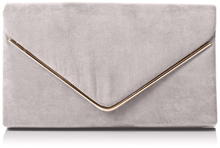 SwankySwans Oscar Envelope Suede Velvet Party Prom Clutch Bag Tasche Grau (Grey 03), Grau (Grey 03)
