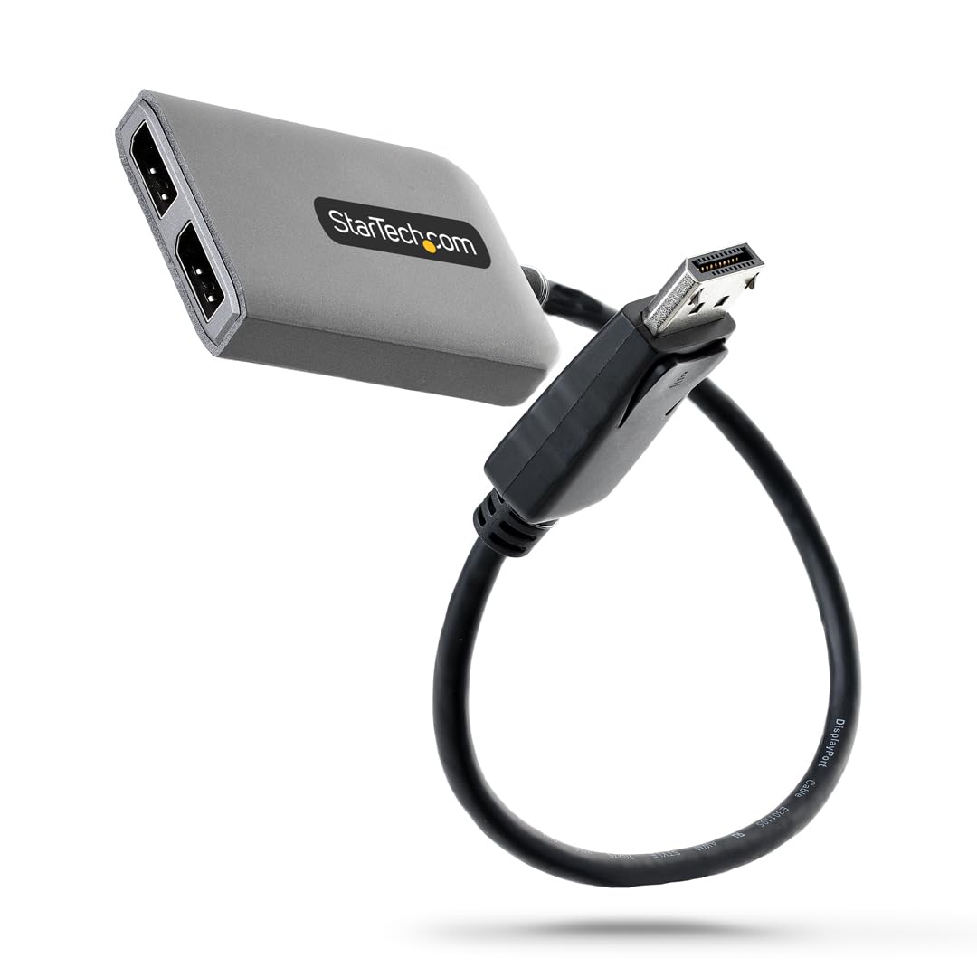 StarTech.com 2-Port Multi-Monitor DisplayPort Adapter, DP auf 2x DisplayPort 1.4 Splitter, Dual 5K 6