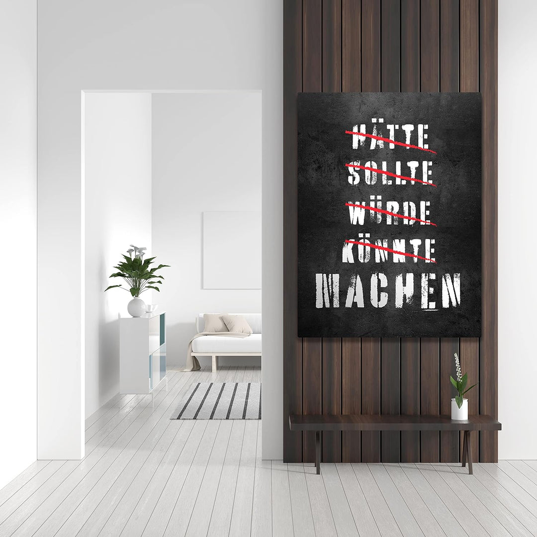 wandmotiv24 Leinwandbild Motivation, 40x30cm, Hochformat, Die Beste Zeit, Smiley, Deko, Bilder auf L