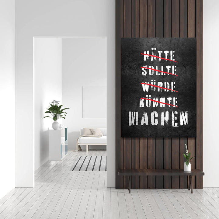 wandmotiv24 Leinwandbild Motivation, 40x30cm, Hochformat, Arbeite schlauer, Smiley, Deko, Bilder auf