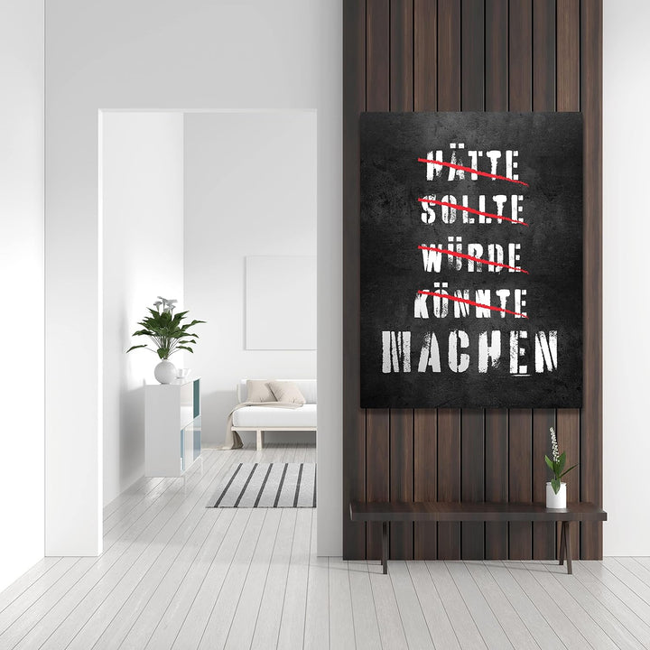 wandmotiv24 Leinwandbild Motivation, 60x45cm, Hochformat, Die Beste Zeit, Smiley, Deko, Bilder auf L