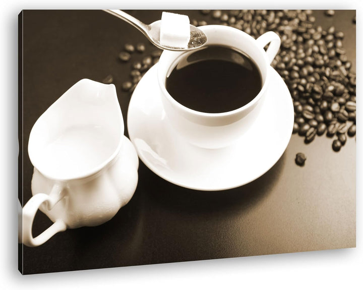 deyoli schwarzer Kaffee mit Zucker Format: 80x60 Effekt: Sepia als Leinwandbild, Motiv fertig gerahm