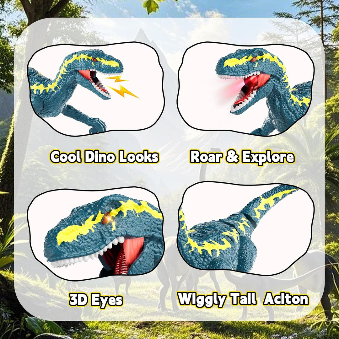 Fernsteuerungs-Dinosaurier für Kinder ab 3, 2,4 GHz RC-Dino mit 3D-Augen & 3 Geräuschen, interaktive