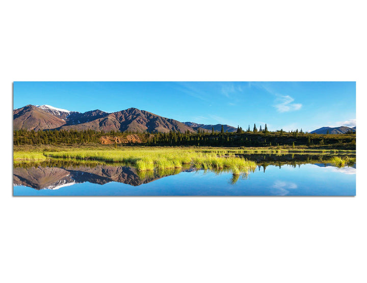 Paul Sinus Art Panoramabild auf Leinwand und Keilrahmen 150x50cm Alaska Tundra Landschaft Berge Wies