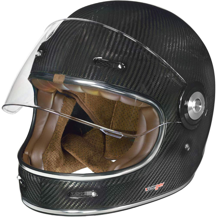 rueger-helmets Carbon Jethelm Integralhelm Motorradhelm Chopper Café Racer Sonnenvisier Bobber, RT-8