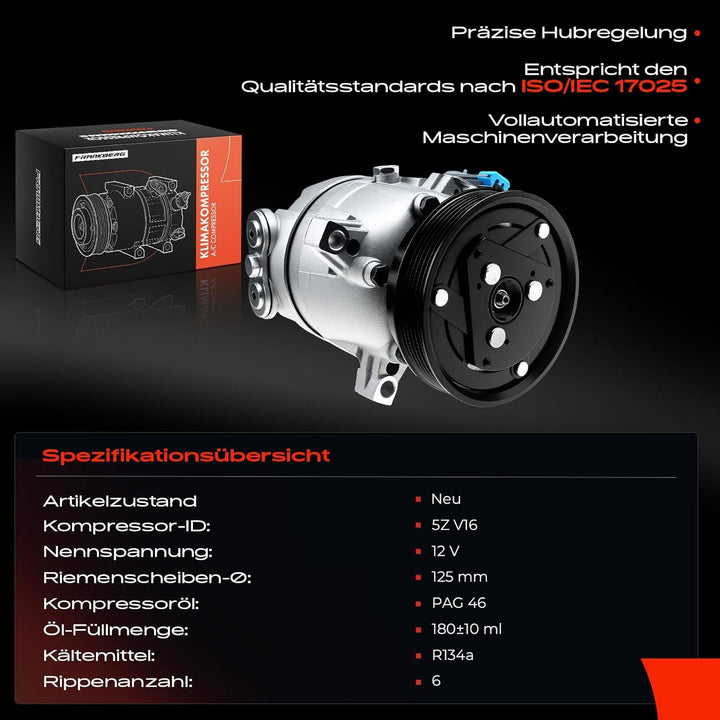 Frankberg Klimakompressor Klimaanlage Kompatibel mit Corsa B 73 78 79 1.2L 1.4L 1.6L Benzin 1993-200