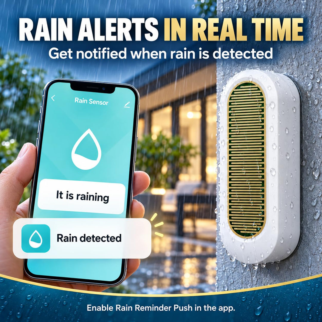 Rain Sensor, Tuya WiFi Smart Rain Sensor Real-time Raindrop App-Controlled for Home Automation High