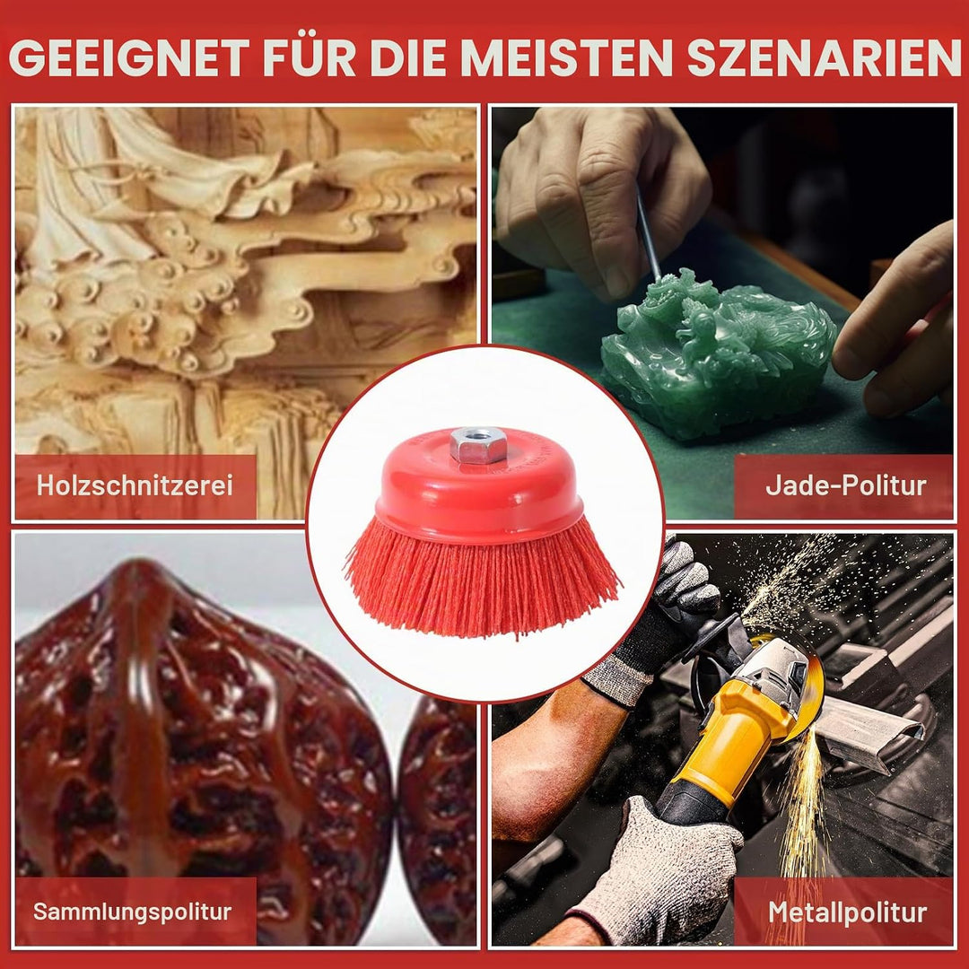 4 Stück Nylon Topfbürste Winkelschleifer M14, 75mm Nylonbürste, Schleifbürste, Topfbürste für Bohrma