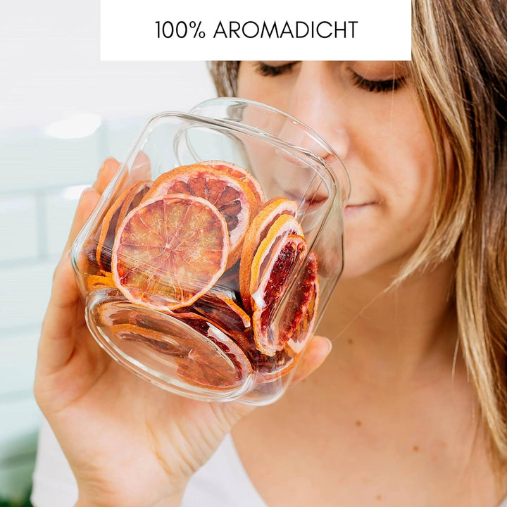Econovo® Vorratsgläser mit Deckel eckig 600ml (3-teilig) Vorratsdosen mit Deckel aus Glas, stapelbar