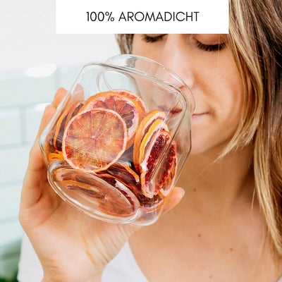 Econovo® Vorratsgläser mit Deckel eckig 600ml (3-teilig) Vorratsdosen mit Deckel aus Glas, stapelbar