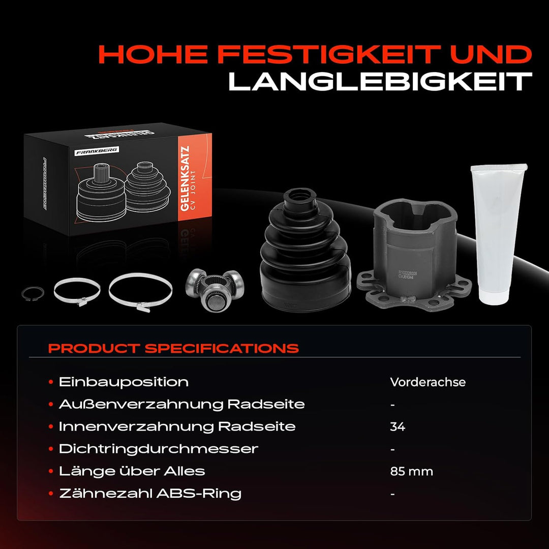 Frankberg 1x Gelenksatz Vorne Getriebeseitig Kompatibel mit A4 8E2 B6 1.8L 2000-2004 A4 8EC B7 1.8L-