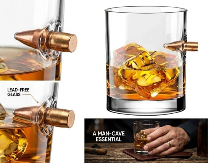 Kugel Whisky Gläser 2er set, Glas Craft Becher, Creative Bullet Bierkrug, Weinglasbecher für Zuhause