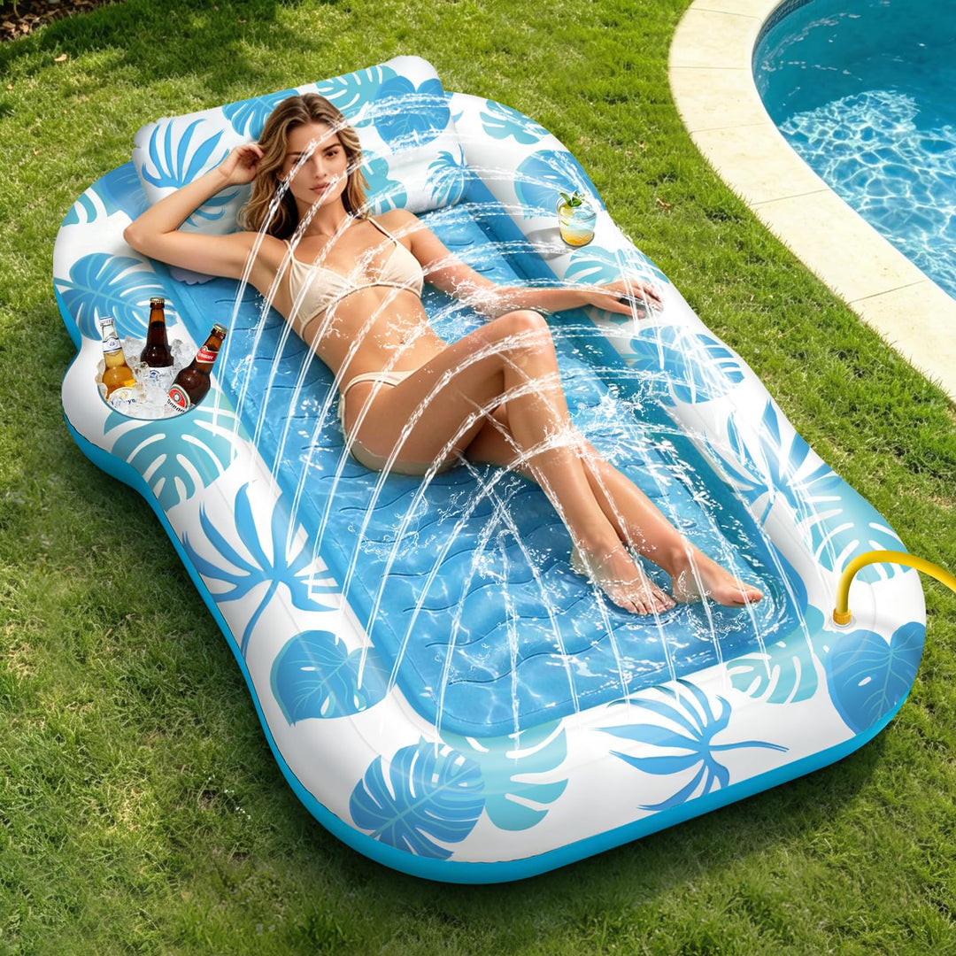 JONRRYIN Luftmatratze Pool für Erwachsene, Tanning Pool mit Sprühfunktion & Getränkehalter, 215 * 15