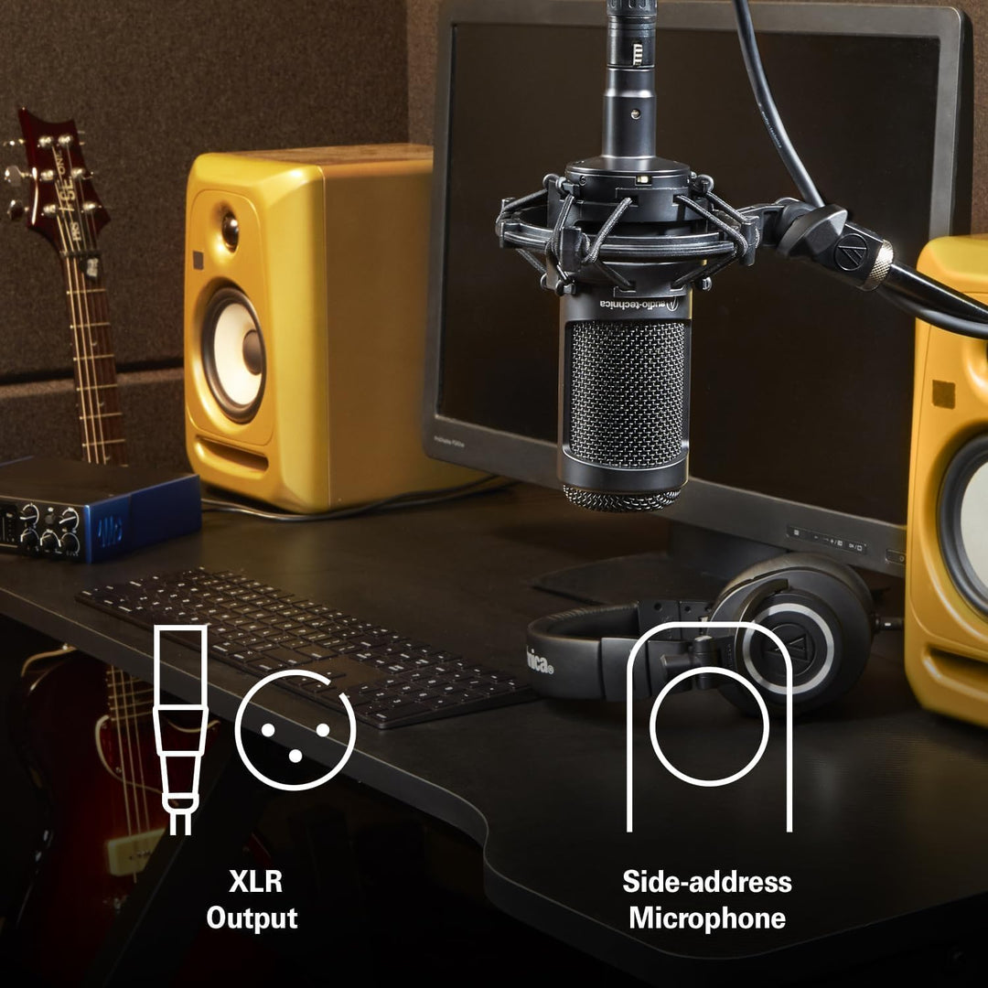 Audio-Technica 2050 Kondensatormikrofon mit Umschaltbaren Richtcharakteristika Schwarz Studio, Studi