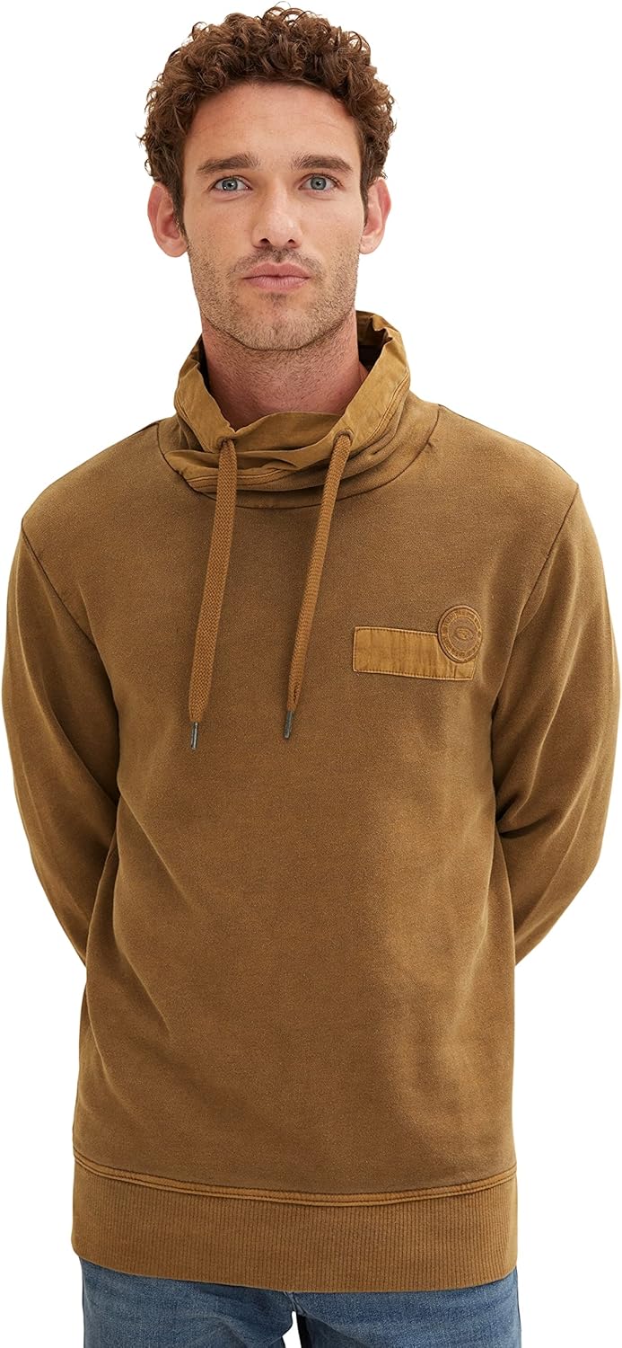 TOM TAILOR Herren Sweatshirt mit Schalkragen XXL 15078 - Otter Brown, XXL 15078 - Otter Brown