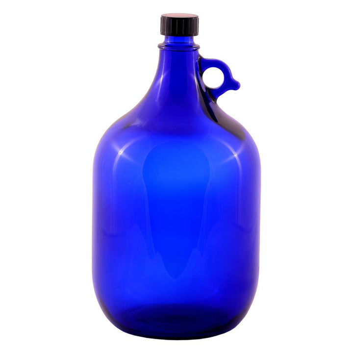 Albert's Premium Selection 5 Liter Henkelflasche/Glasballon, blau, inkl. schwarzem Deckel (1), 1