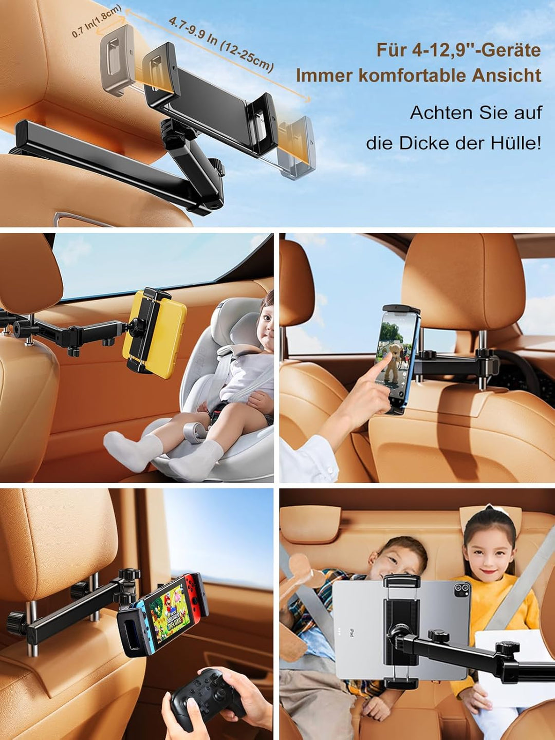 NIFBANG Tablet Halterung Auto, Ausziehbare Halterung Auto für ipad, Tablet Autohalterung für iPad iP