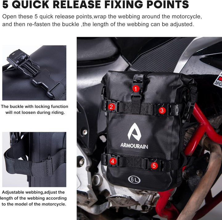 Motorrad Stossstangen Seitentasche Tasche Wasserdicht 6L/8L/15L Motor Sturzbügel Seitentaschen mit S