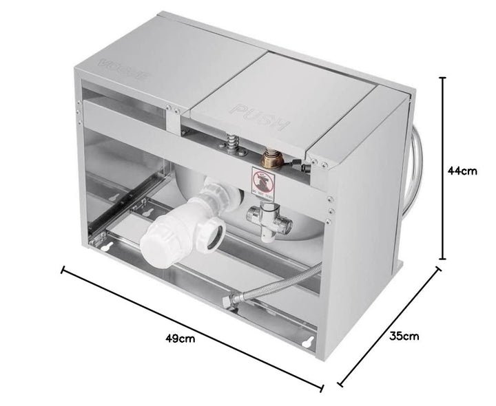 Vogue GL280 Edelstahl-Spüle mit Kniebetätigung, 185(H) x 440(W) x 330(D)mm