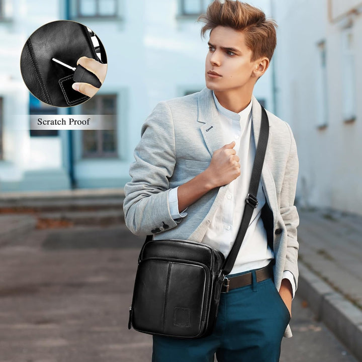 BAIGIO Schultertasche Umhängetasche Herren Leder Vintage Herrentasche Messenger Bag mit Schultergurt