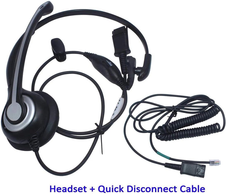 Wantek Telefon Headset Mono mit Noise Cancelling Mikrofon, Quick Disconnect, Call Center Kopfhörer f