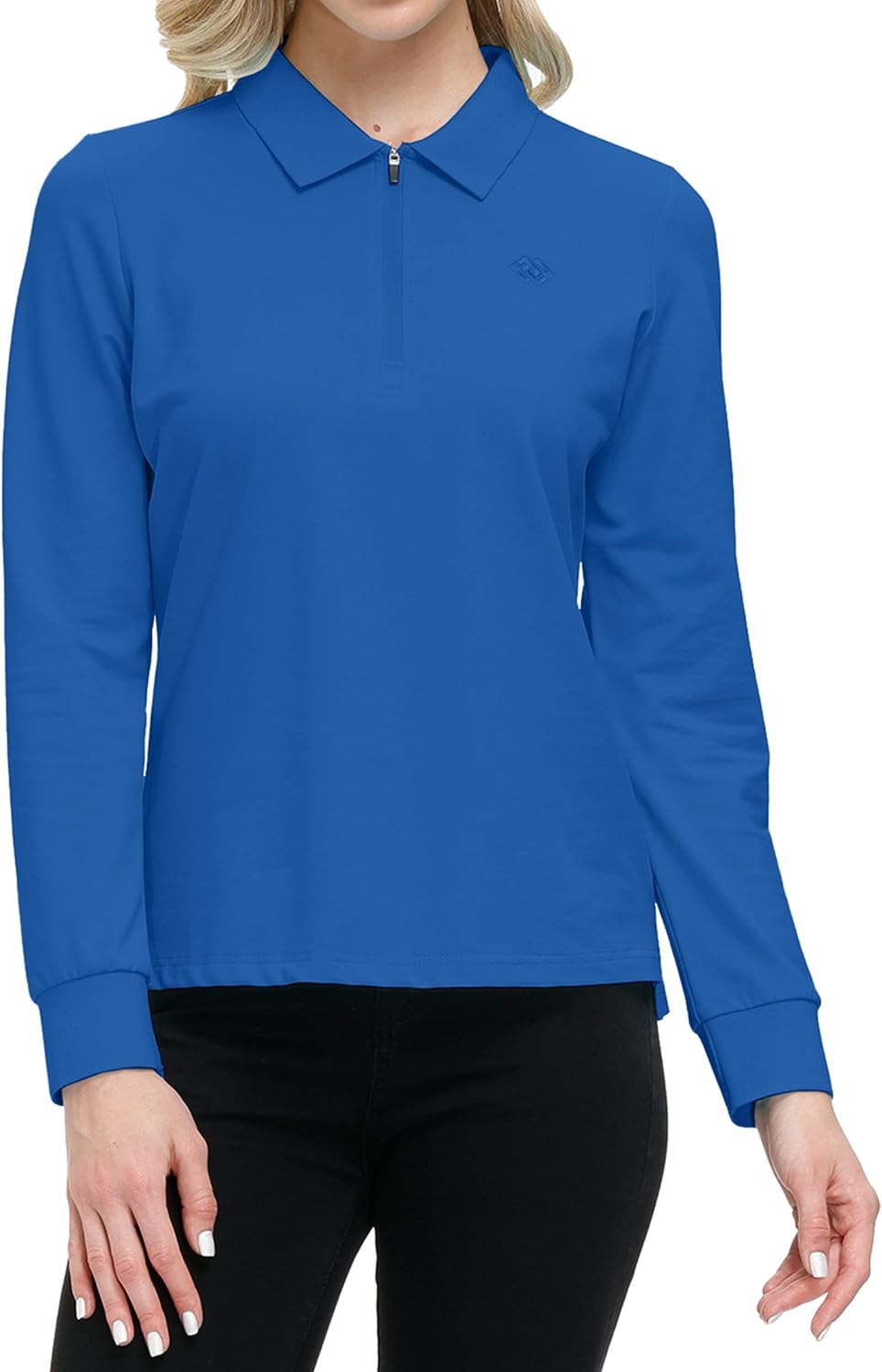 MoFiz Damen Poloshirt Langarm Baumwolle Polohemd Sport Polo Wintershirts mit Reissverschluss Kragen