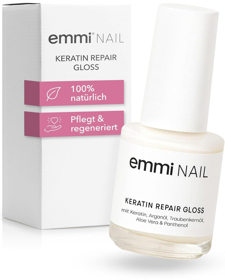 Emmi-Nail Keratin Repair Gloss 12ml - Pflegender Kur-Lack Nagelhärter - HEMA-frei, Lufttrocknend, Na