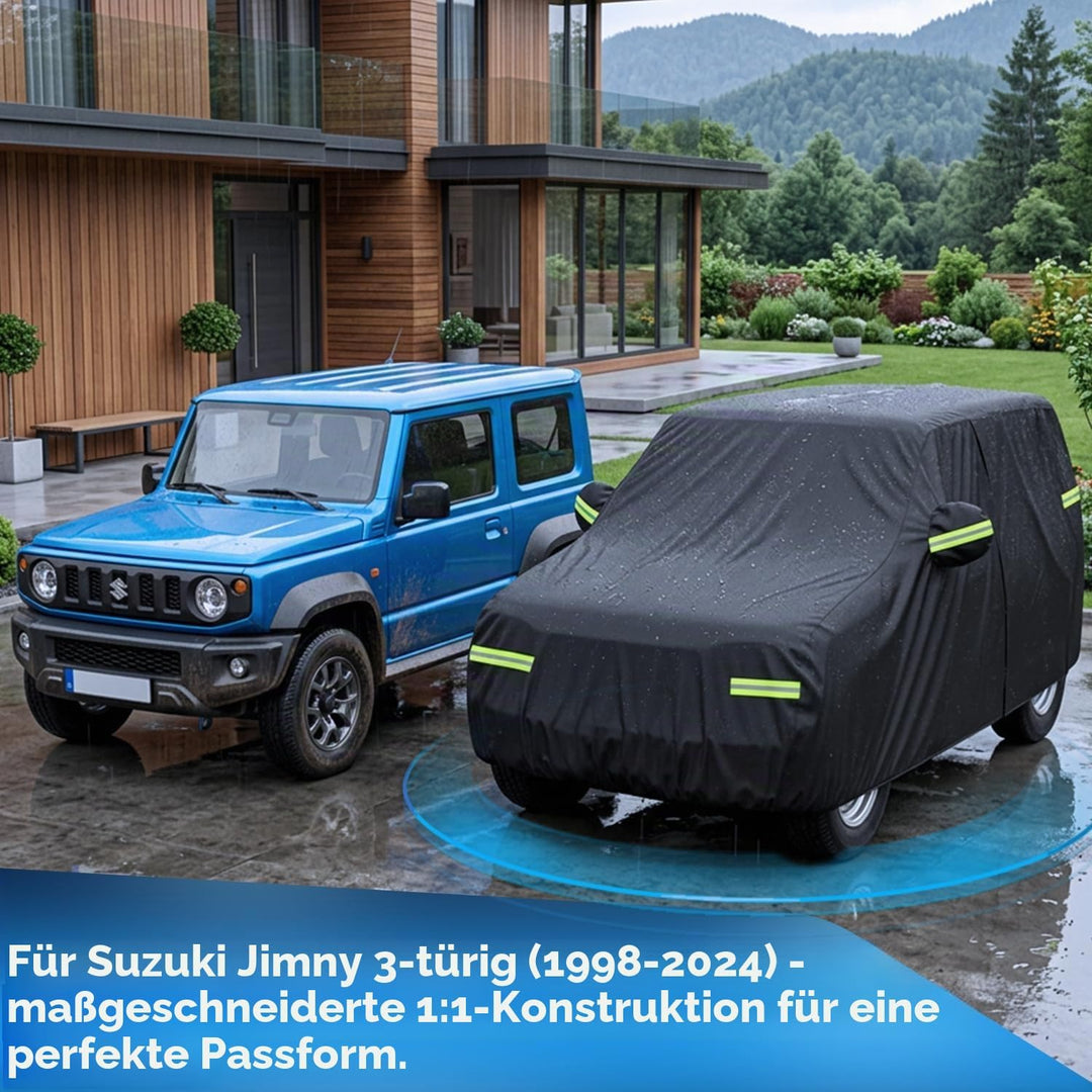 Autoabdeckung für Jimny 3-Türer 1998–2024, massgeschneiderte Auto Abdeckplane mit Reissverschluss an