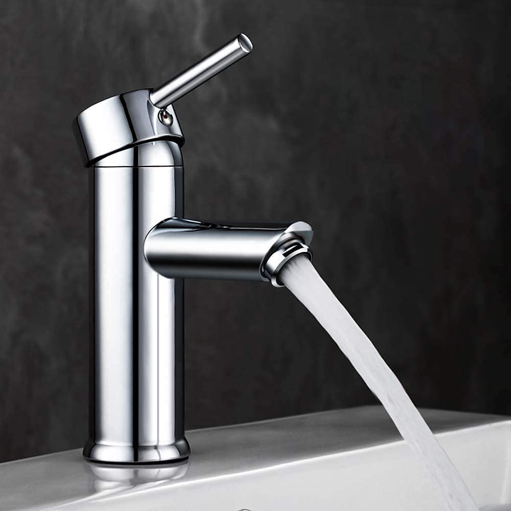 GAVAER Waschbeckenarmatur, modernes Design, aus hochwertigem Metall, verstellbar, warm und kalt E-70