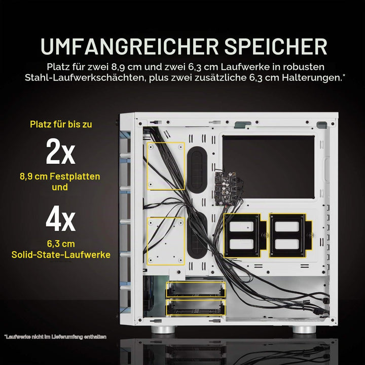 Corsair iCUE 465X RGB Mid-Tower ATX Smartes Gehäuse (Seiten und Frontscheibe aus gehärtetem Glas, 3