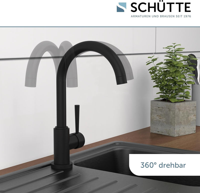 SCHÜTTE 79166 Küchenarmatur Cornwall, 360 Grad schwenkbarer Wasserhahn Küche, Mischbatterie für die