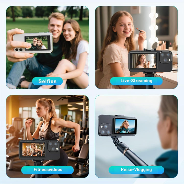 Qoosea Handy Selfie Monitor 4" Magnetisch, 1080P Wireless Selfie Monitor Bildschirm mit Lautsprecher