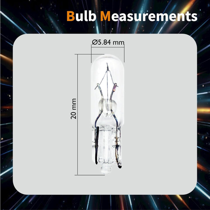 100x T5 W1.2W 2721 Glühbirnen 12V 1.2W Glassockel Klar W2x4.6d Halogen Lampen für Tachobeleuchtung A