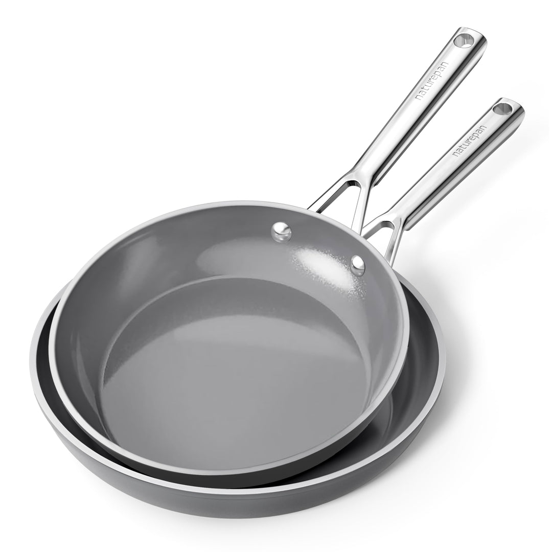 Pfannenset Keramik Induktion (24+28cm), DiamondTitan-Keramikbeschichtung, Antihaft Bratpfanne mit Ed