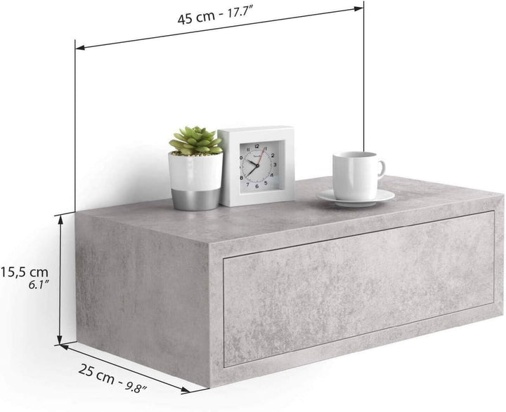 MOBILI FIVER, Riccardo Nachttisch, Grauer Beton, Made In Italy, Grauer Beton