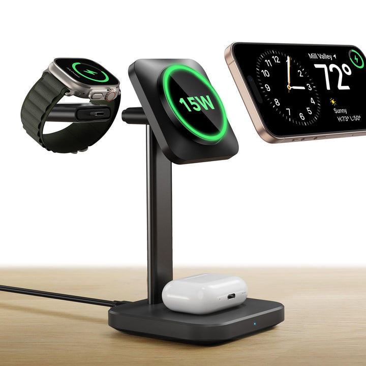ESR 15W 3-in-1Ladestation für Apple, Zertifizierte MagSafe-Ladestation für iPhone, Magsafe-Ladestati