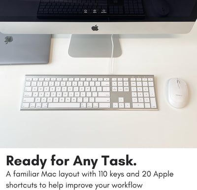 Macally Ultradünne USB-Tastatur mit Kabel, kompatibel mit Apple-Tastatur oder Windows – Tastatur in