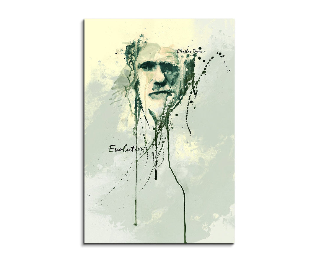 Paul Sinus Art Charles Darwin 90x 60cm Keilrahmenbild Kunstbild Aquarell Art Wandbild auf Leinwand f